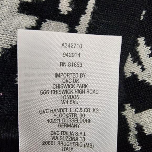 Denim & Co Cardigan Sweater Women Medium Black Jacquard Button Front Long Sleeve - Picture 9 of 9